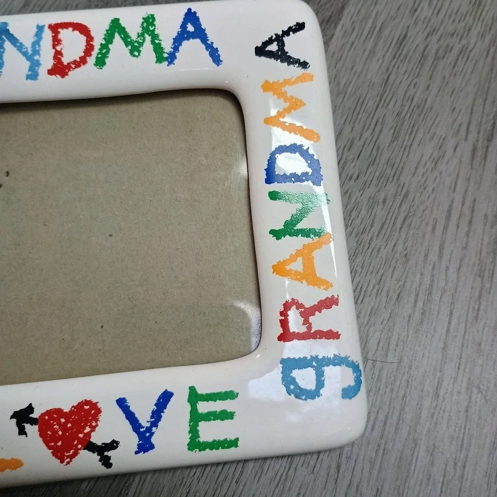 Vintage I LOVE MY GRANDMA 80s 90s Colorful Crayon Style 4 X 6 Picture Frame
